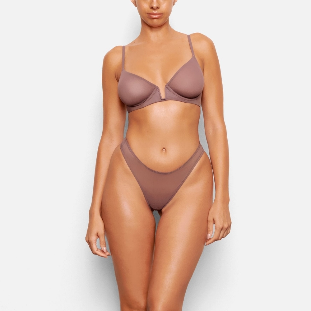 SKIMS Mesh One Wire Plunge Bra - Sienna 32C
